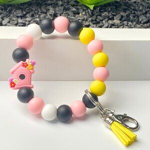 Birdhouse Silicone Bead Keychain